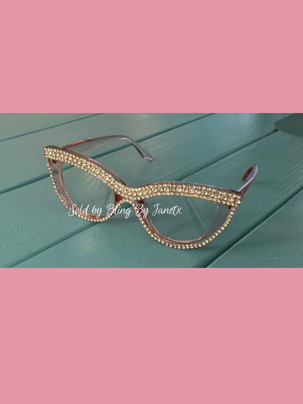 Pink Rhinestone Cat Eye glasses - Clear lenses - For Fashion wear